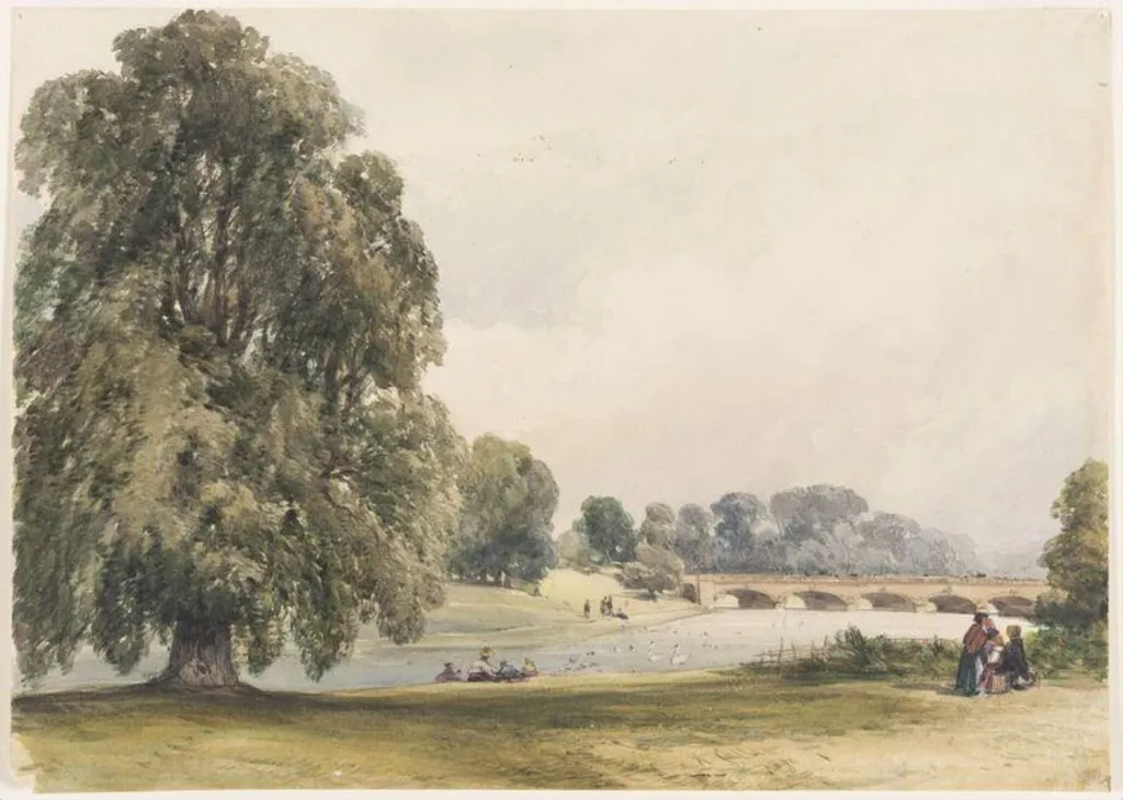 The Serpentine, Kensington Gardens, by Callow, watercolor, 1846