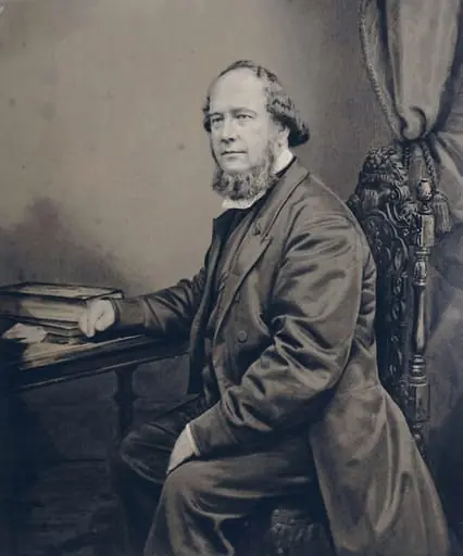 Painted photograph of a man, by Calvert Richard Jones