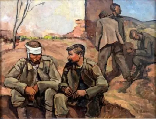 Ostași români pe front, 1917, by Camil Ressu
