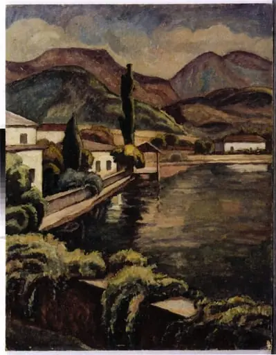 Peisaj cu lac și munți, by Camil Ressu