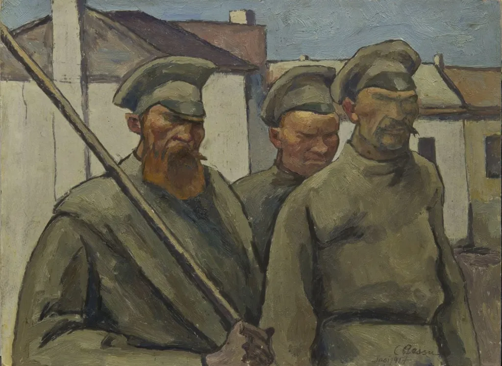 Soldați din timpul revoluției rusești la Iași, 1917, by Camil Ressu, 1917