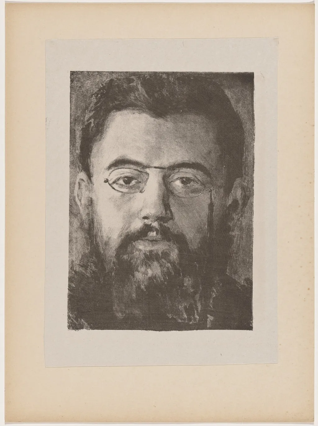 Tête d'homme (Head of a Man), by Camille Bourget, ink, 1895