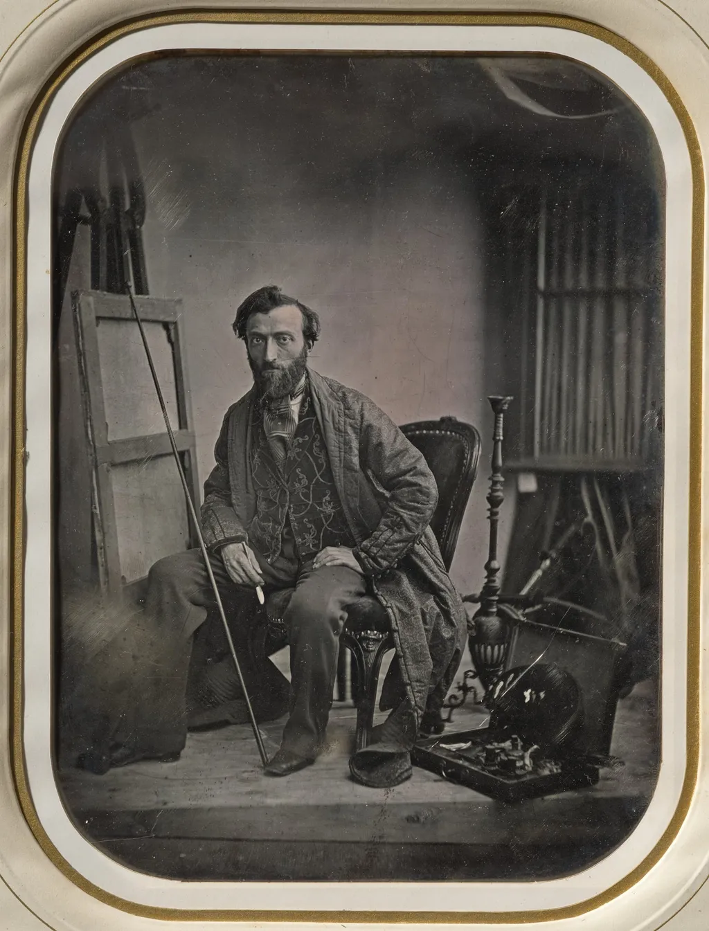 Self-Portrait in Painting Studio, by Camille Dolard, 1843