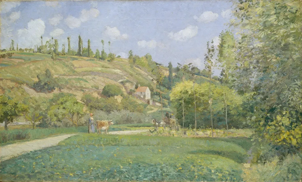 A Cowherd at Valhermeil, Auvers-sur-Oise, by Camille Pissarro, oil, 1874