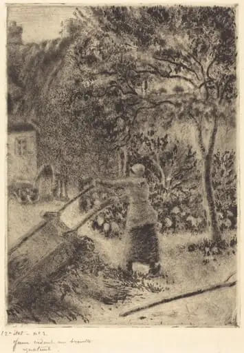 A Woman Emptying a Wheelbarrow (Femme vidant une brouette), by Camille Pissarro