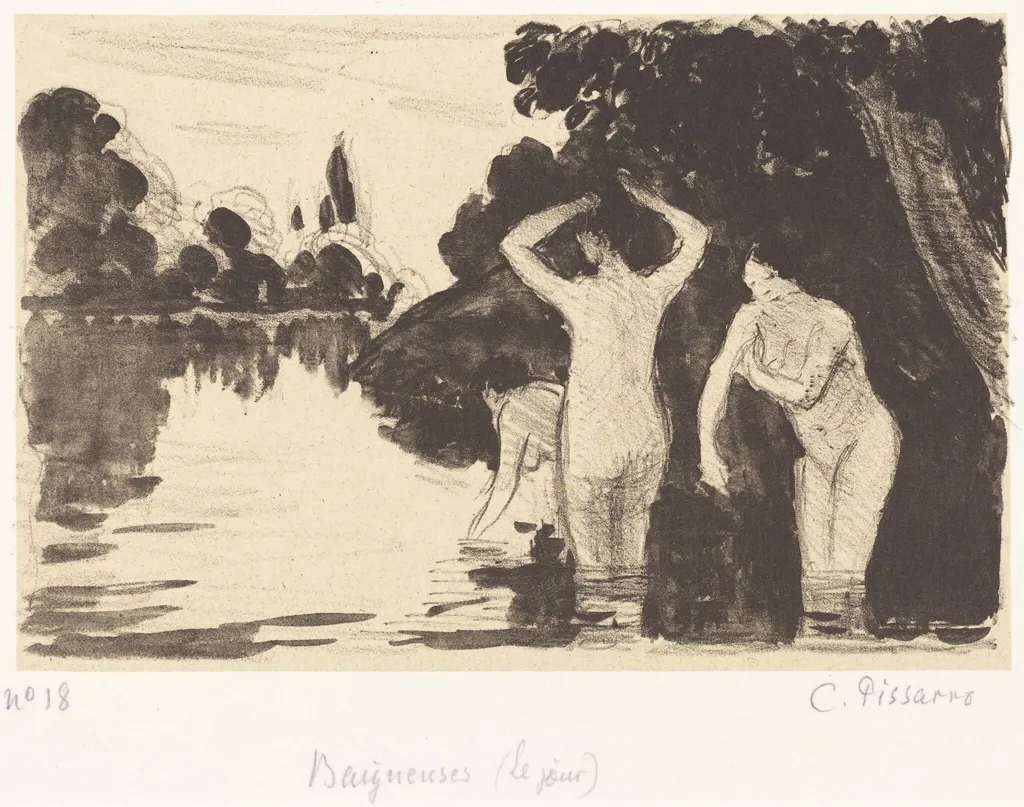 Baigneuses, by Camille Pissarro, ink, 1895