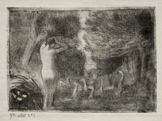Bather and Geese, by Camille Pissarro, 1895