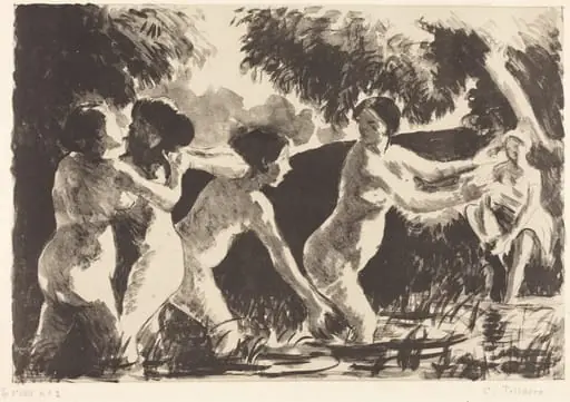 Bathers Wrestling (Baigneuses luttants), by Camille Pissarro