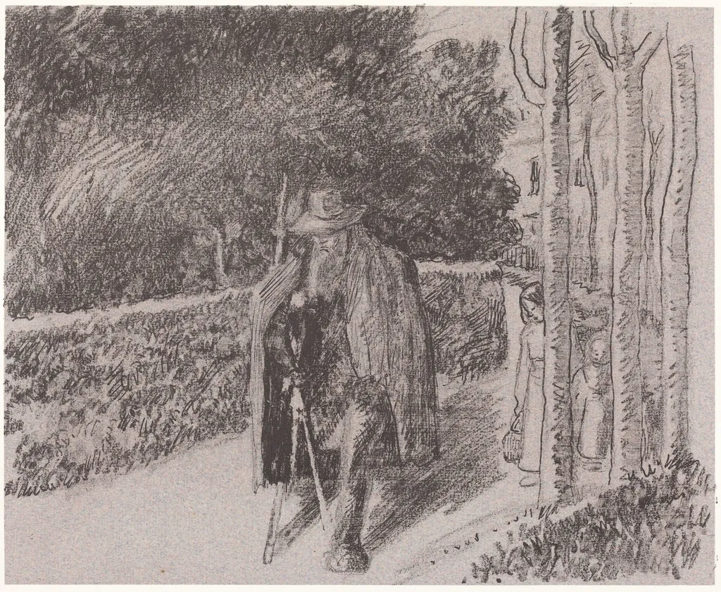 Beggar with a Crutch (Mendiant a la bequille), by Camille Pissarro, ink, 1897