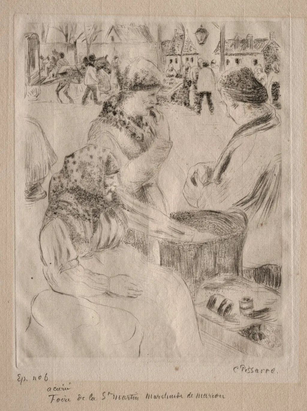 Chestnut Vendor, St. Martin's Day Fair (Pontoise), by Camille Pissarro, 1878