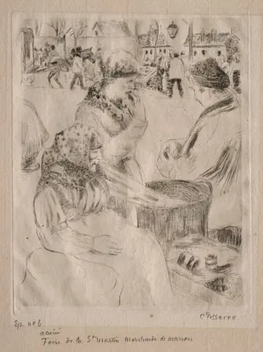 Chestnut Vendor, St. Martin's Day Fair (Pontoise), by Camille Pissarro