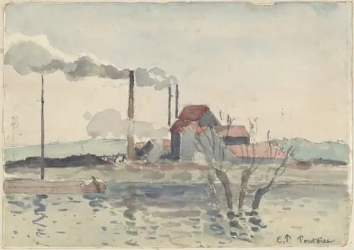 Factory on the Oise at Pontoise, by Camille Pissarro