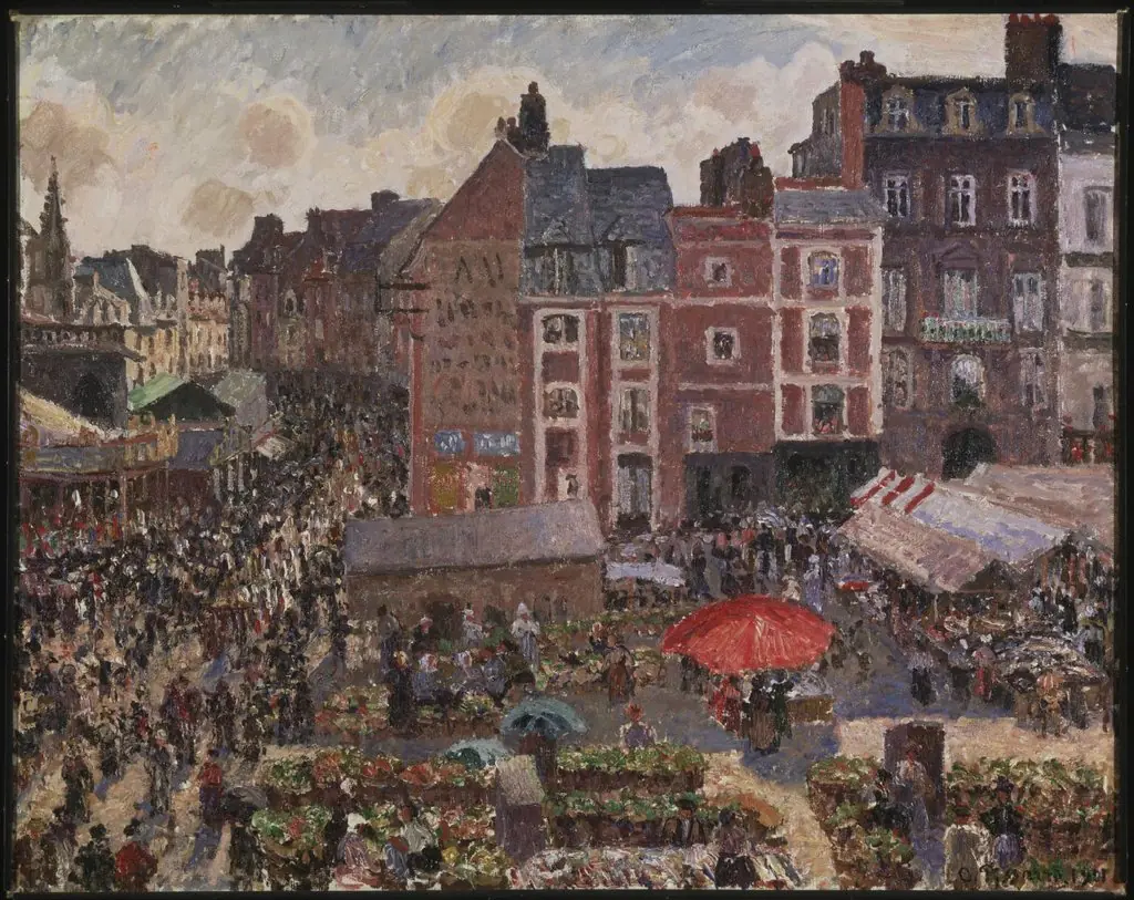 Fair on a Sunny Afternoon, Dieppe, by Camille Pissarro