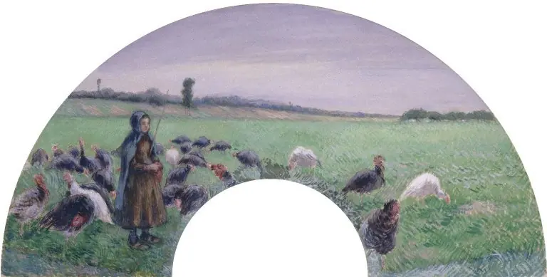 Girl in Field with Turkeys, by Camille Pissarro, 1893