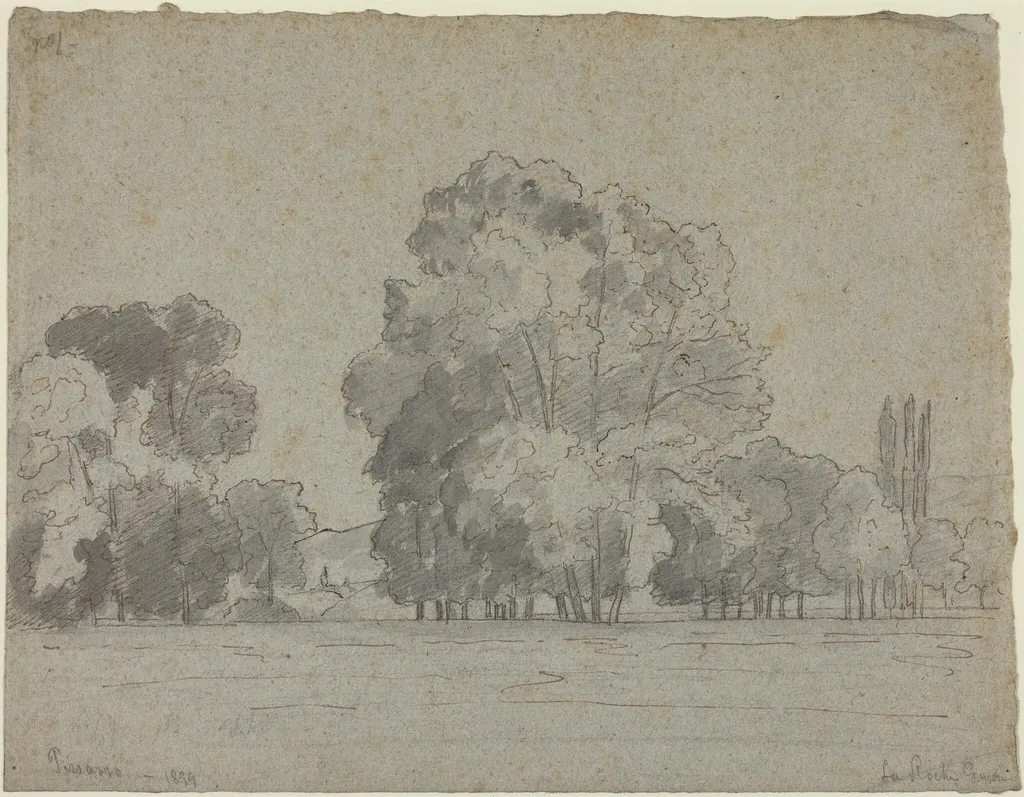 Grove of Trees, by Camille Pissarro, ink, 1859