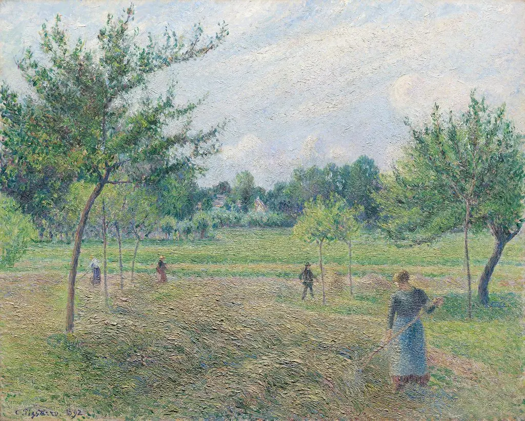 Haymaking at Éragny, by Camille Pissarro