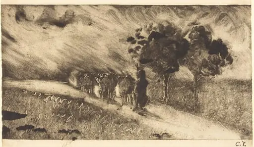 Herding the Cows at Dusk (Vachère le soir), by Camille Pissarro