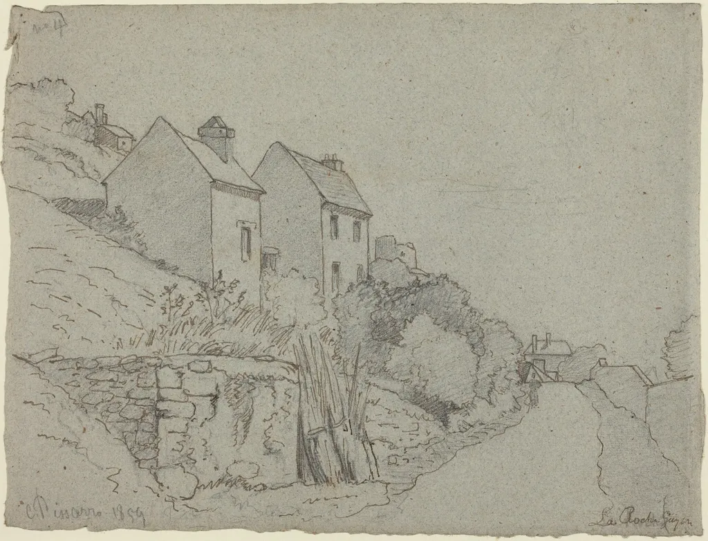 Houses by a Road, by Camille Pissarro, ink, 1859