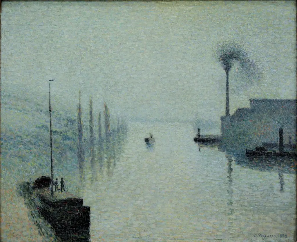 L'Île Lacroix, Rouen (The Effect of Fog), by Camille Pissarro