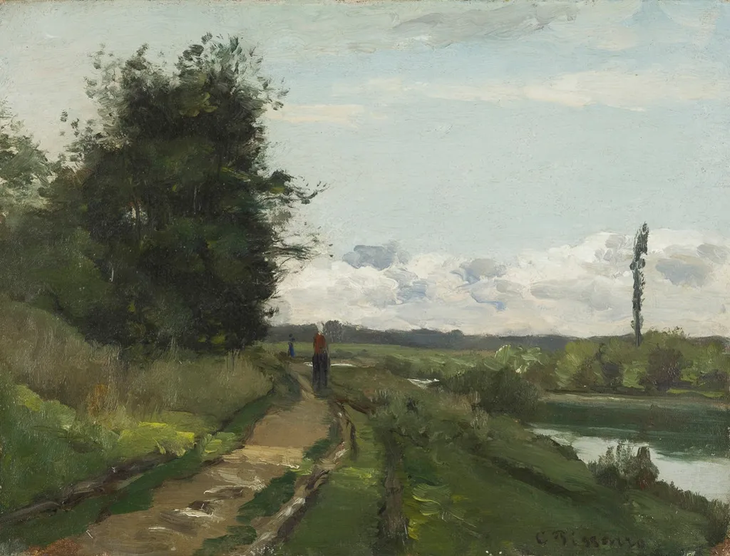 Les bords de la Seine à Bougival, by Camille Pissarro, oil, 1864