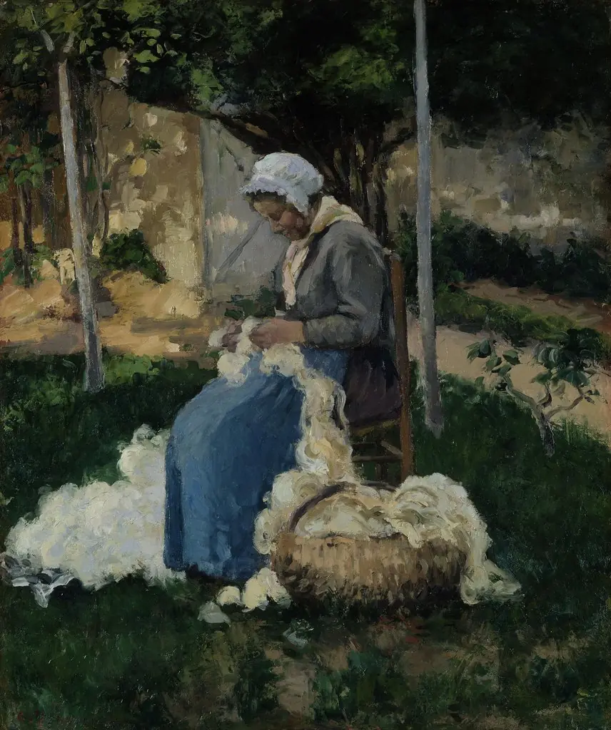 Peasant Woman Carding Wool, by Camille Pissarro