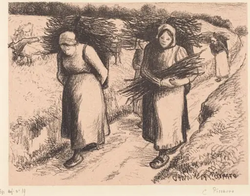 Peasants Carrying Sticks (Paysannes portant des fagots), by Camille Pissarro