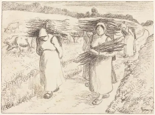 Peasants Carrying Sticks (Paysannes portant des fagots), by Camille Pissarro