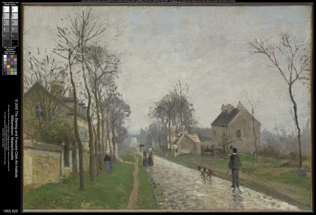 Route de Versailles, Louveciennes, Rain Effect, by Camille Pissarro, oil, 1870
