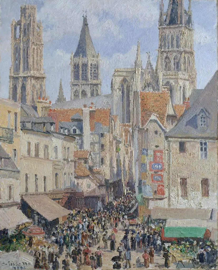 Rue de l'Épicerie, Rouen (Effect of Sunlight), by Camille Pissarro
