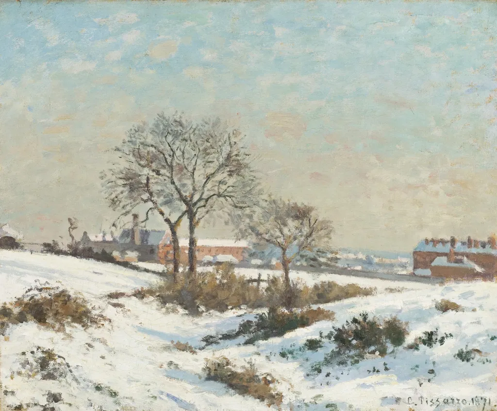 Snowy Landscape at South Norwood, by Camille Pissarro, oil, 1871