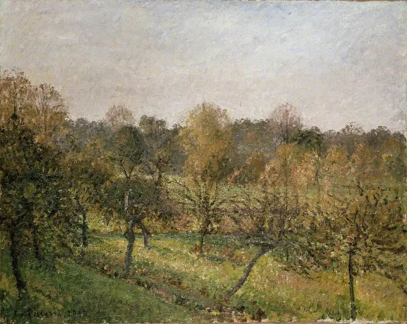 Sunset at Éragny-sur-Epte, Autumn, by Camille Pissarro