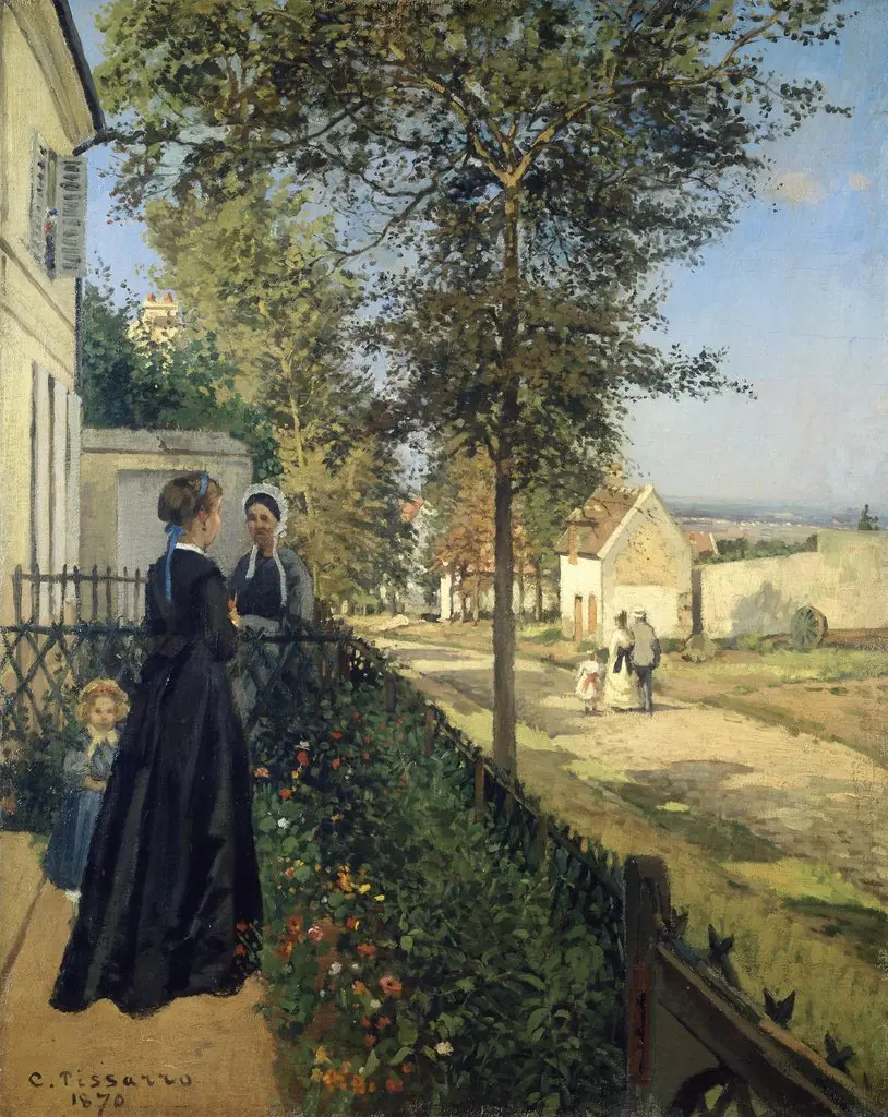 The Conversation, Louveciennes, by Camille Pissarro