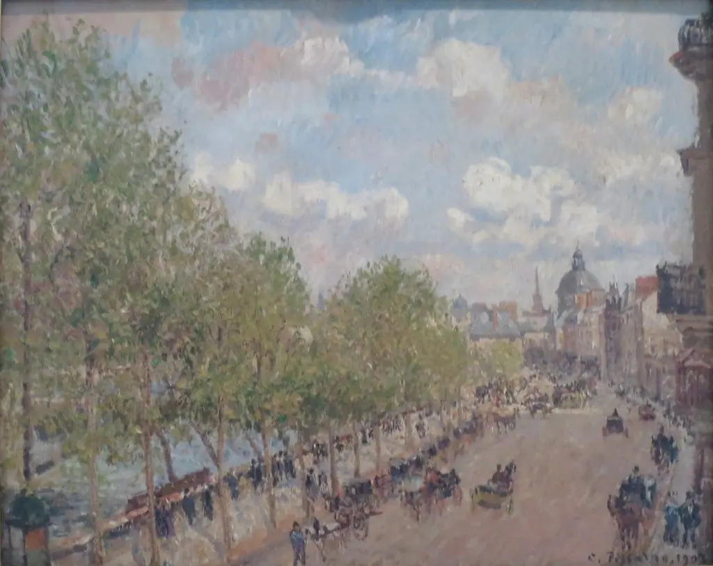 The Quai Malaquais and the Institute (de France), Spring, Sunlight (Fourth Series), by Camille Pissarro