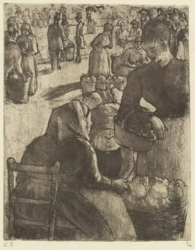 Vegetable Market at Pontoise (Marché aux légumes á Pontoise), by Camille Pissarro