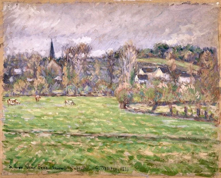 View of Bazincourt, by Camille Pissarro, unspecified, 1895