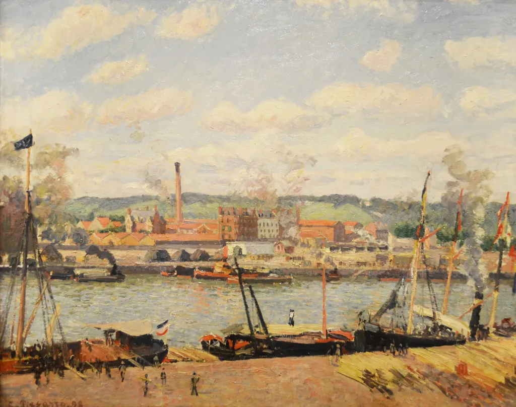 View of the Oissel Cotton Mill, near Rouen, by Camille Pissarro, oil, 1900