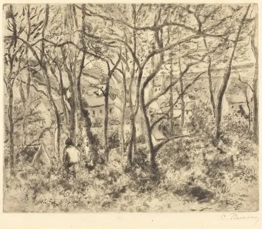 Wooded Landscape at L'Hermitage, Pontoise (Paysage sous bois, a L'Hermitage, Pontoise), by Camille Pissarro