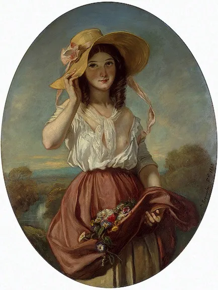 Girl with Flowers, by Camille Roqueplan, oil, 1843