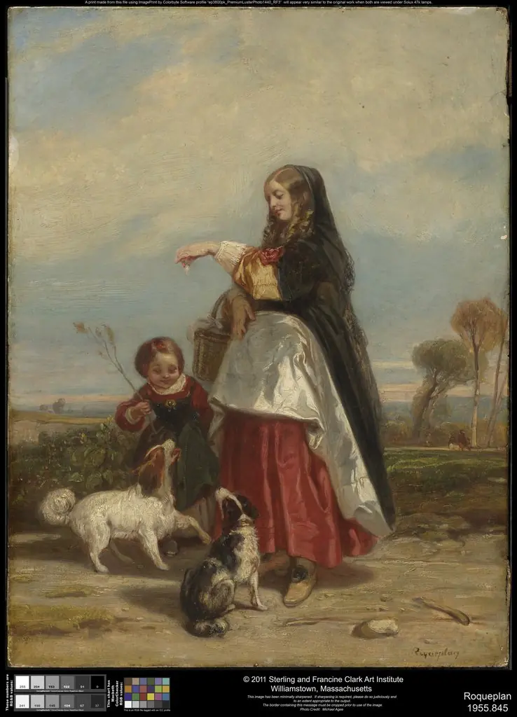 Woman and Child with Dogs, by Camille Roqueplan