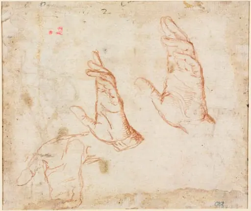 Study of Hands (verso), by Camillo Procaccini