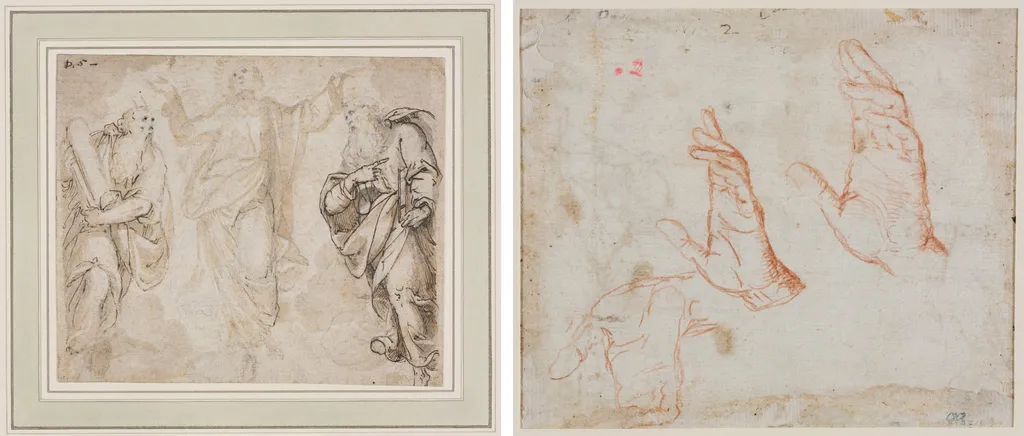 The Transfiguration (recto); Study of Hands (verso), by Camillo Procaccini, 1590