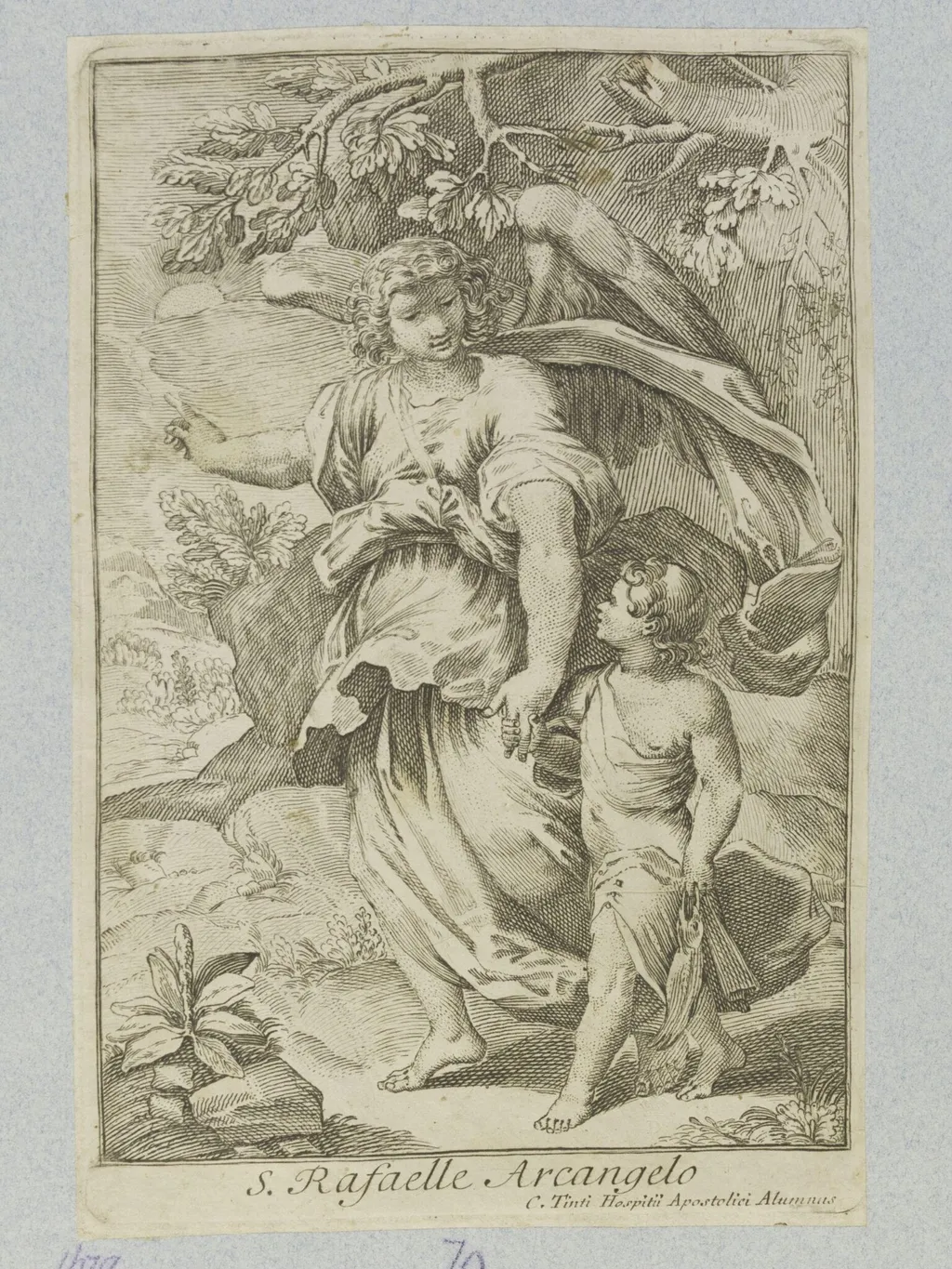 Raphael conducting Tobias, by Camillo Tinti, 1750