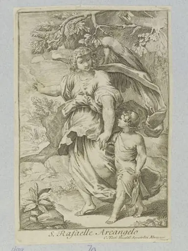 Raphael conducting Tobias, by Camillo Tinti