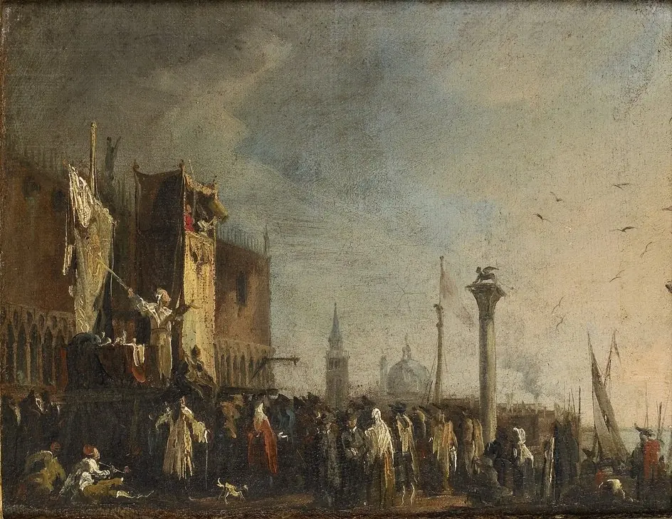 A Puppet Show on the Piazzetta, Venice, by Canaletto