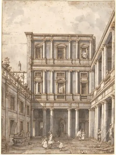 A Venetian Courtyard, in the Procuratie Nuove, by Canaletto