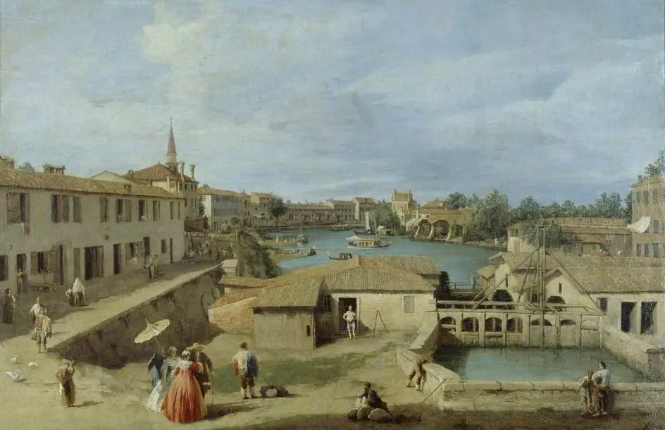 A View of Dolo on the Brenta Canal, by Canaletto