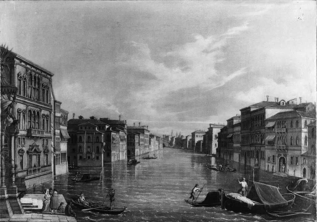 Canal Scene, Venice, by Canaletto, oil, 1750