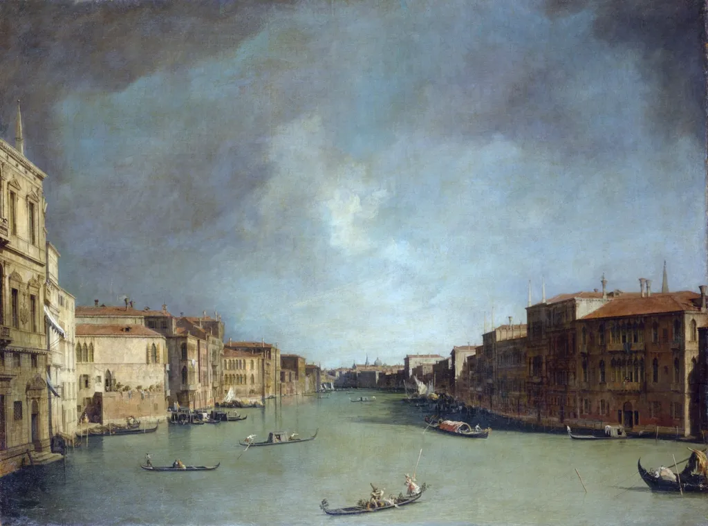 Grand Canal: Looking from Palazzo Balbi, by Canaletto, oil, 1726