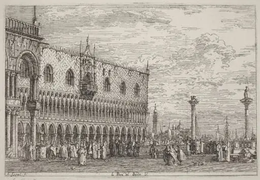 La Piera del Bando. V., by Canaletto