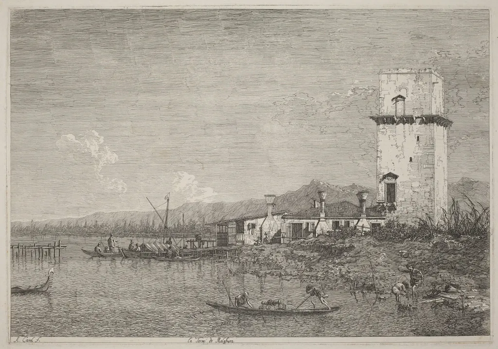 La Torre di Malghera, by Canaletto, ink, 1740
